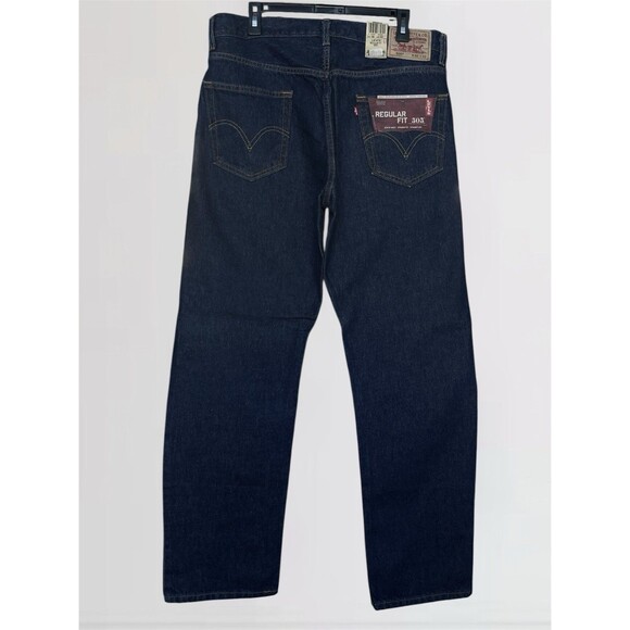 Vintage Y2K Levi’s 505 Regular Fit Straight Leg Men’s W36 L32 Dark Blue Jeans - Picture 3 of 15